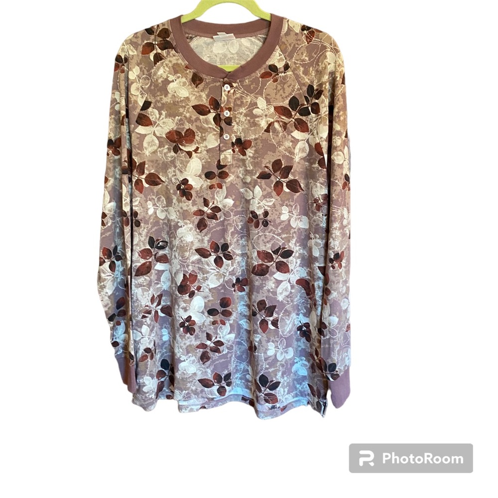 LuLaRoe Mark (grey, purple, brown) Unisex Henley Long Sleeve T-Shirt 2X (22-24)